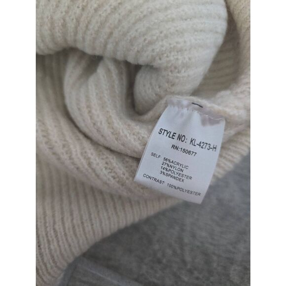 Women's Strut & Bolt Cream Gray Pink Faux Fur Cardigan Sweater Size Medium/Large - Picture 5 of 6